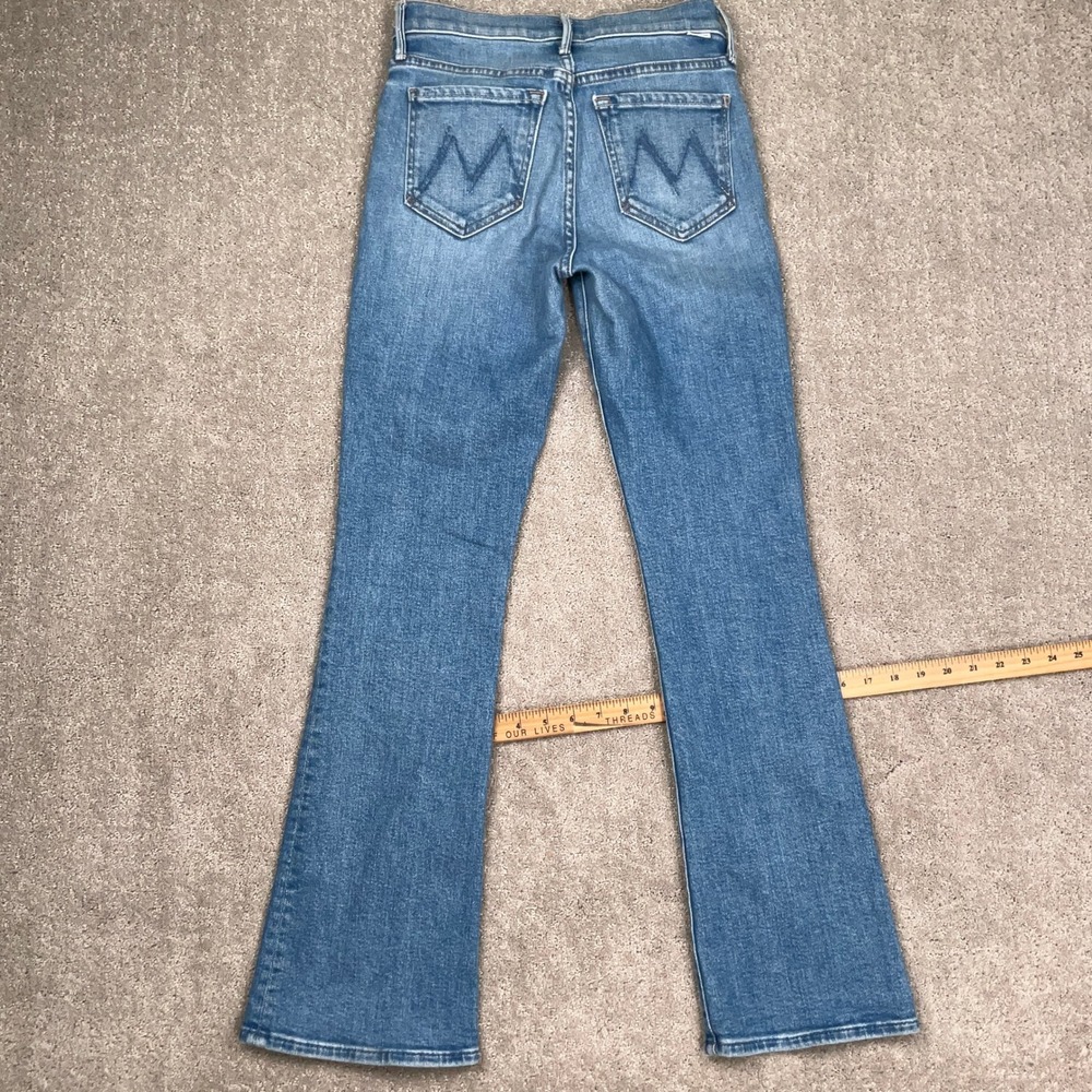 MOTHER Lil Outsider Sneak Jeans Girls 24 Blue Straight High Rise USA - Picture 14 of 15